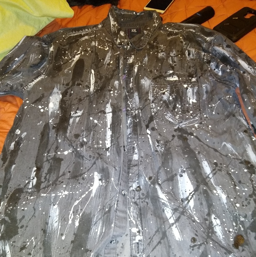 Custom hand painted denim shirt